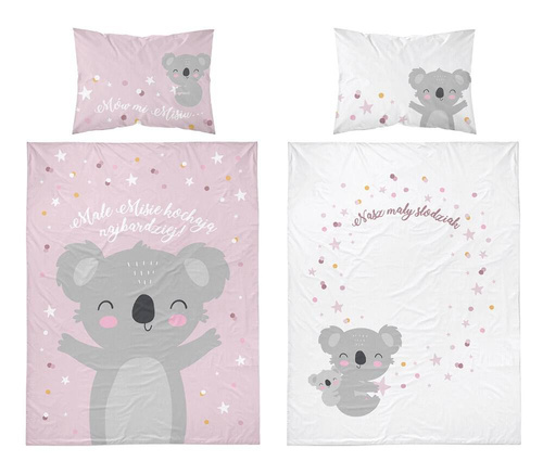 3955 B Mayamoo 105 Pościel bawełniana do łóżeczka miś koala Detexpol różowy 