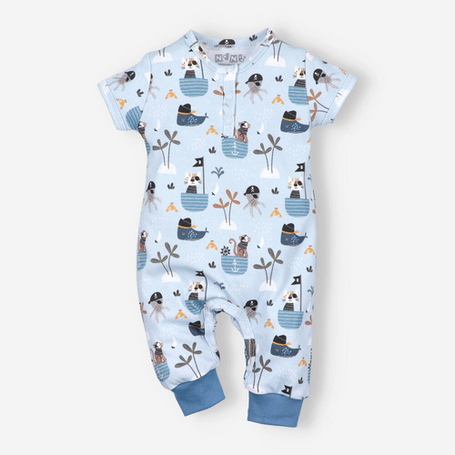 ABN-5009 Piraci Rampers z bawełny organicznej Nini niebieski