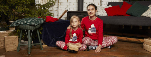 Piżama dziewczęca długi rękaw, spodnie Italian Fashion Arktyka -  czerwony/druk