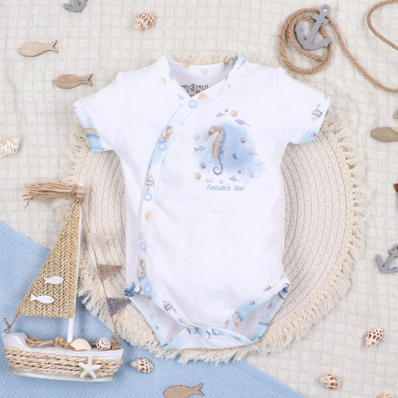 ABN-5444 Sea Of Joy Body kopertowe z krótkim rękawem Nini – bawełna organiczna, dla niemowląt