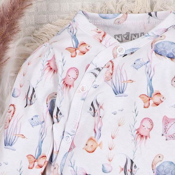 ABN-5471 Underwater World Body kopertowe z długim rękawem Nini – bawełna organiczna, dla niemowląt