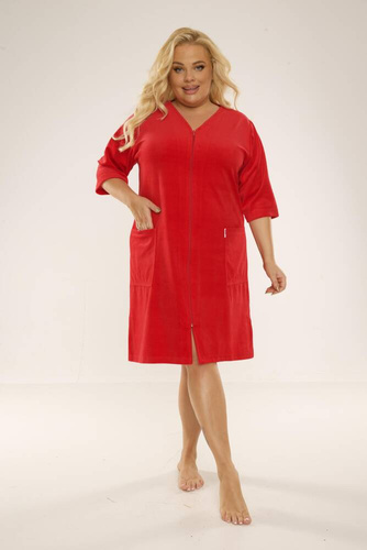 431 Welur Szlafrok Damski Forex - czerwony