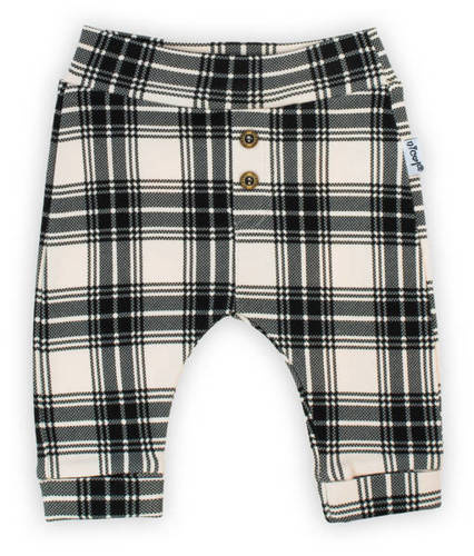 Spodnie niemowlęce 163614 "Magia Świąt" Nicol - kratka: czarny, beżowy
