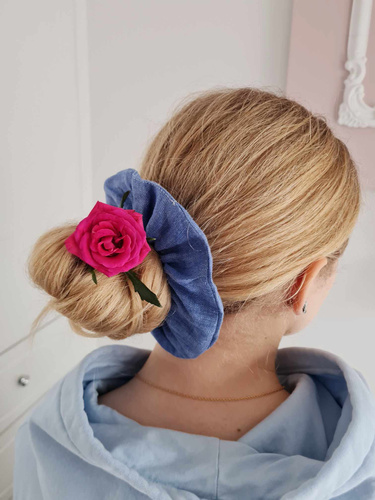 GL Scrunchie lniana gumka do włosów Marija - niebieski