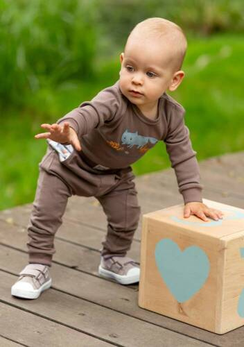 ABN-4509 Skarby Jesieni Spodnie dresowe z bawełny organicznej Nini brązowy