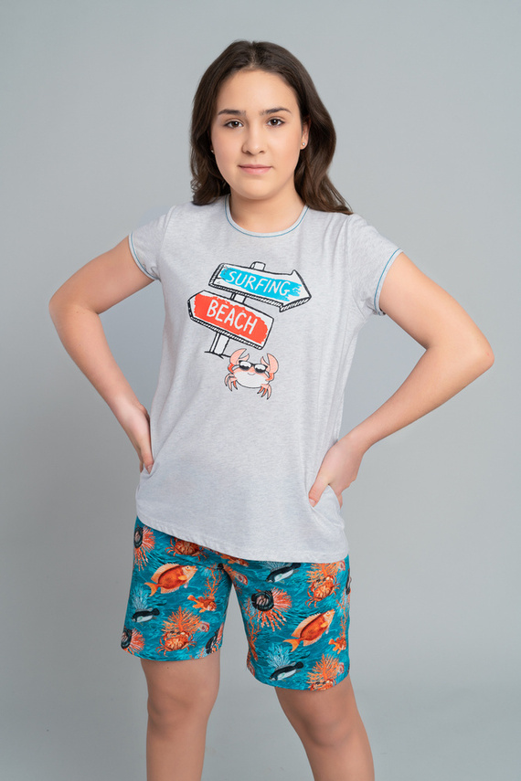 Oceania Italian Fashion Piżama dziewczęca - melanż/druk