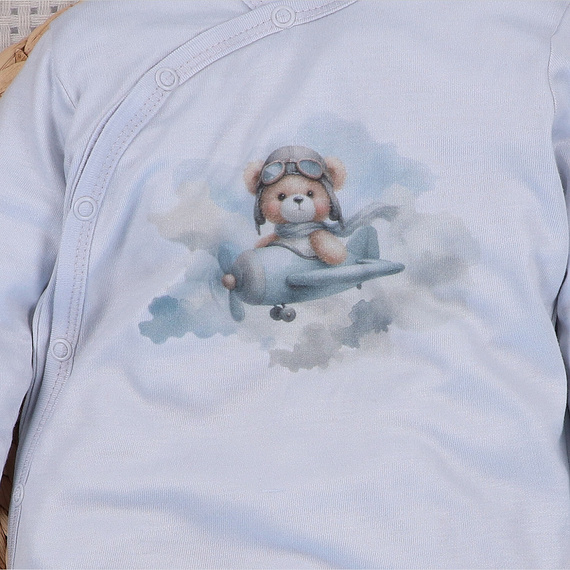 NINI BABY BEAR PILOT pajac niemowlęcy 100% bambus polski ABN-5749