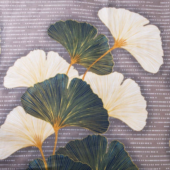 31510/2 Pościel flanelowa Flanelove Darymex beżowa zielona liście miłorzębu– komplet, 100% bawełna, ciepła i miękka