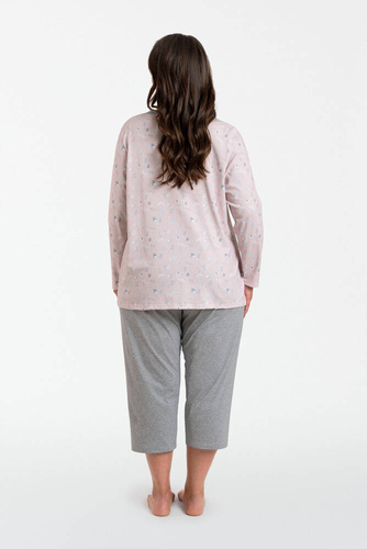 Daniela Piżama Damska długi rękaw, 3/4 spodnie Italian Fashion - druk/melanż