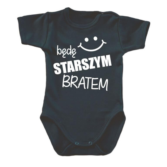"Będę STARSZYM bratem v2" Moocha body krótki rękaw biały