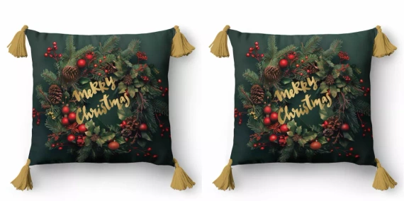 5377 A Merry Christmas Poszewka świąteczna dekoracyjna Christmas Deco Detexpol- zamek błyskawiczny