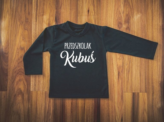 Koszulka długi rękaw "Przedszkolaka z imieniem" Moocha biały