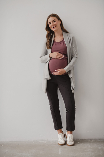 Mama Wrap Kardigan ciążowy Milk&Love jasny szary melanż