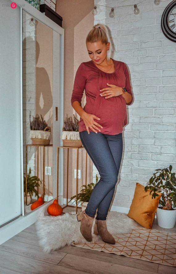 Kangaroo Milk&Love bluzka ciążowa i do karmienia z rękawem 7/8 rose brown