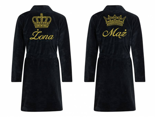 Żona&Mąż + Korona By Shelly zestaw szlafroków - czarny/złoty