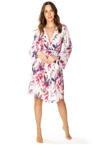 86663 Larisa Szlafrok peniuar Mewa druk w kwiaty