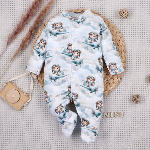 NINI BABY BEAR PILOT pajac niemowlęcy bawełna organiczna ABN-5747/PIL