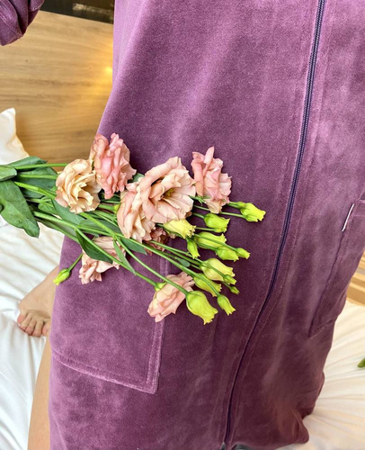 431 Welur Szlafrok Damski Forex - śliwka