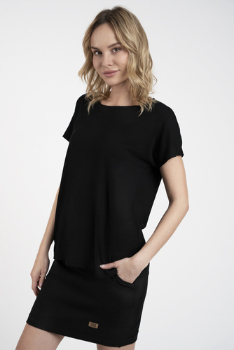 Ksenia Bluzka z krótkim rękawem Italian Fashion - czarny