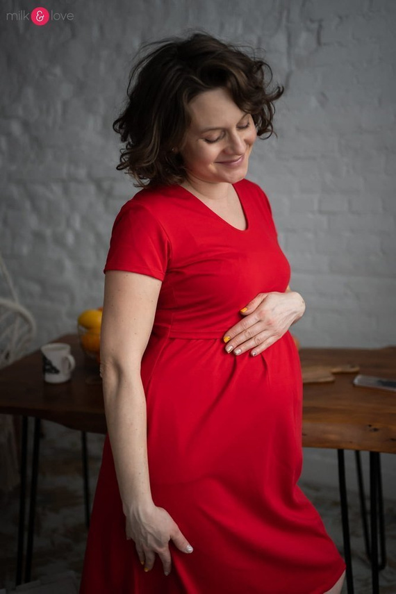 Sukienka ciążowa i do karmienia Carry Milk&Love czerwona