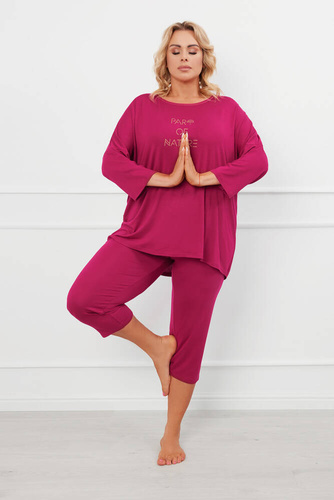 Natura Piżama Damska 3/4 Italian Fashion - wino