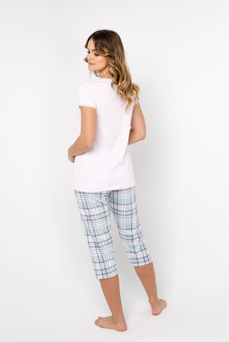 Glamour Piżama Damska krótki rękaw i 3/4 spodnie Italian Fashion - różowy/druk