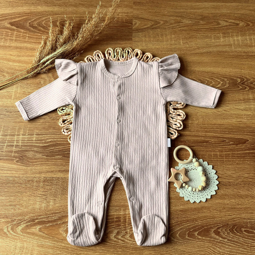 PAAG015 EkoBaby Mamatti Pajac dla dziewczynki - beżowy