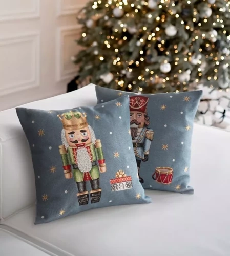 Chp 6080 Poszewka świąteczna gobelinowa Dziadek do orzechów Eurofirany popielaty