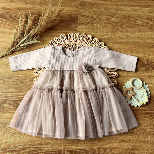SBAG015 EkoBaby Mamatti Sukienkobody dla dziewczynki - beżowy