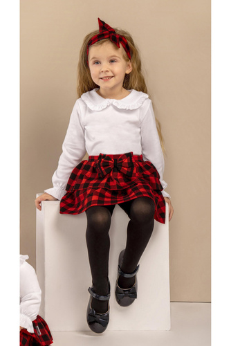 Spódniczka 163578 "Magia Świąt" Nicol - kratka: czarny, czerwony