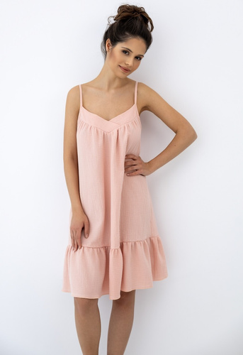 Koszula nocna Sabrina Sensis łososiowa muślin 100% bawełna lekka