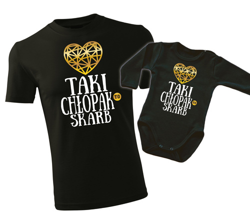 "SKARBY" Moocha Komplet dla taty i syna koszulka + body