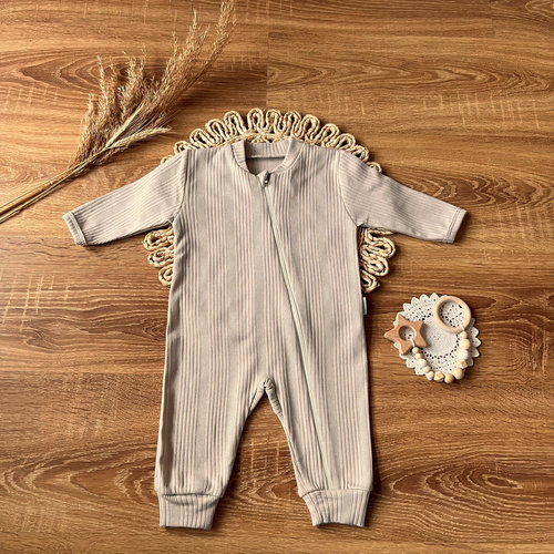 PSAB015 EkoBaby Mamatti Pajac niemowlęcy bez stópek - beżowy