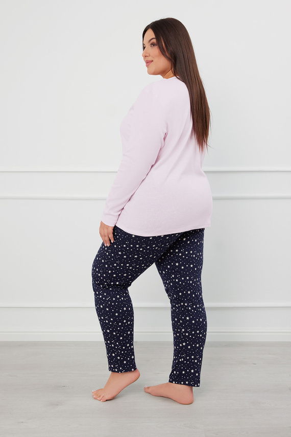 Libra Piżama Damska rozpinana długi rękaw i spodnie Italian Fashion - różowy/druk