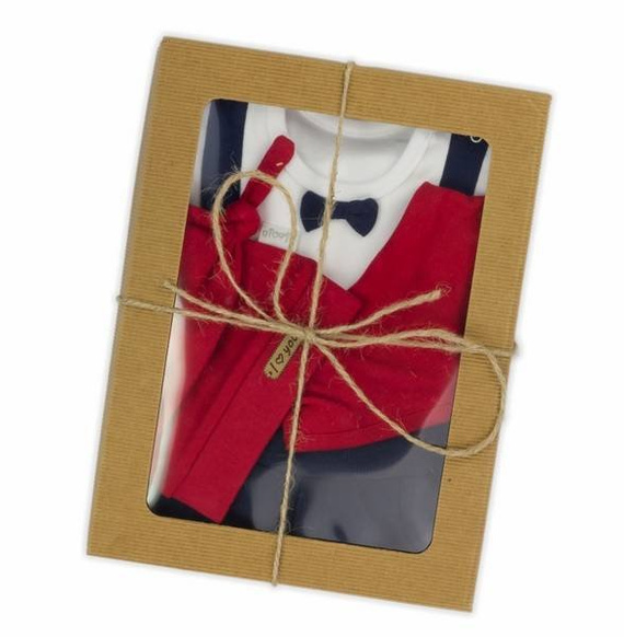 Komplet 163023 "Magia Świąt" czapka, apaszka, body i spodnie Nicol - granatowy