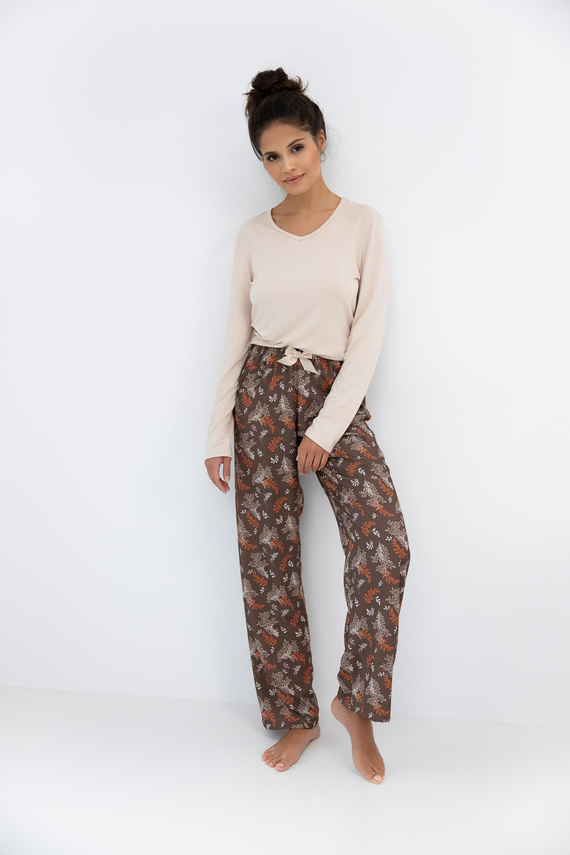 Shelby Piżama damska Sensis – wiskoza, koszulka z długim rękawem i wzorzyste spodnie