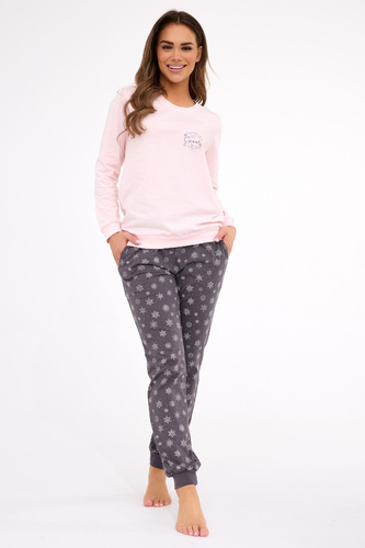 163/461 Snow Piżama damska Cornette różowy– bawełna, długi rękaw | Komfort i zimowy styl