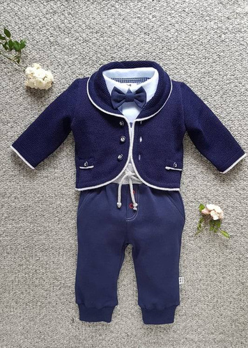 410/2 Little Gentleman Spodnie niemowlęce Marija - granat / szary