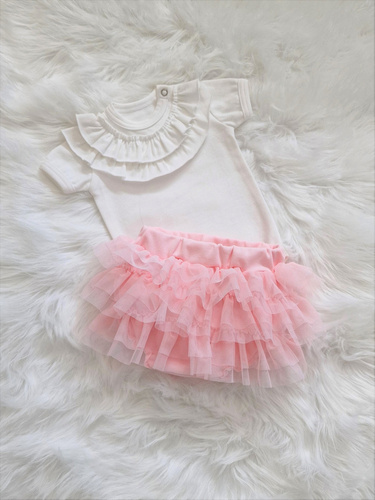 Bloomers Bambarillo ze spódniczką tiulową pudrowy róż