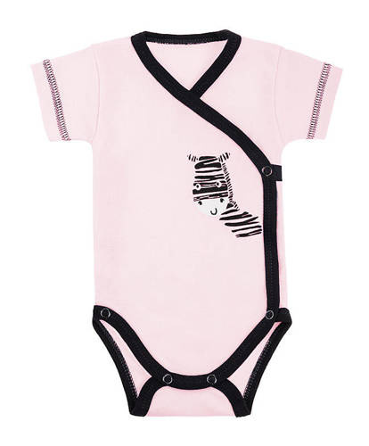 "Zebra" Terjan Body rozpinane z krótkim rękawem - różowy