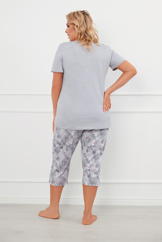 Ibena Piżama Damska krótki rękaw, 3/4 spodnie Italian Fashion - melanż/druk