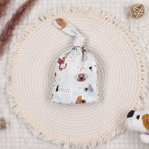 ABK-0028/PIE Psiaki Komplet niemowlęcy z bawełny organicznej Nini beżowy