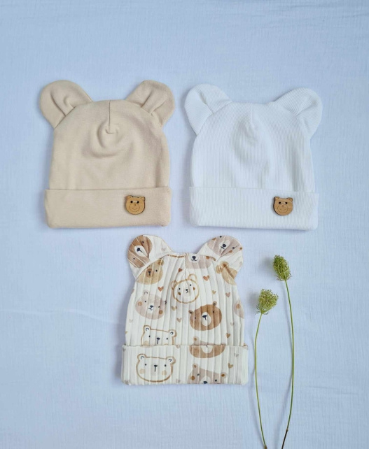 3715Misie Teddy Czapka z uszkami Marija - beż