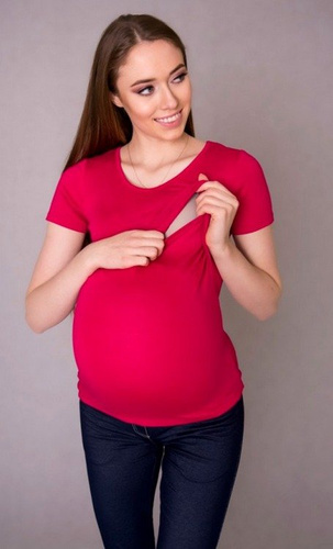 984 Bluzka ciążowa w serek do karmienia MIRACLE- bordowa