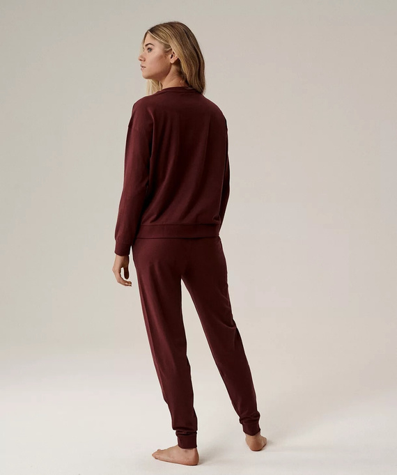 Piżama damska Atlantic NLP-499 wino – bawełniana, długi rękaw, wygodna i stylowa