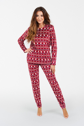 Islandia Polarowy Komplet Damski Italian Fashion - druk bordowy
