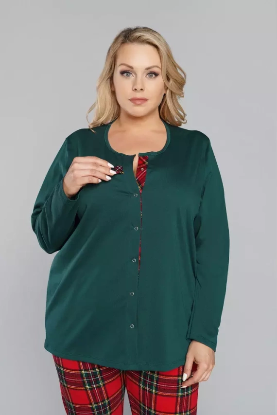 Zorza piżama damska długi rękaw, spodnie Italian Fashion - zielony/druk