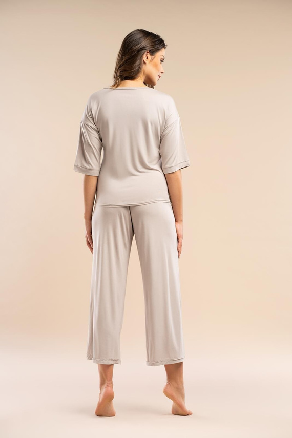 Piżama damska MK34 Only You beżowa Belle Reverie – wiskoza, krótki rękaw, lekka i zmysłowa