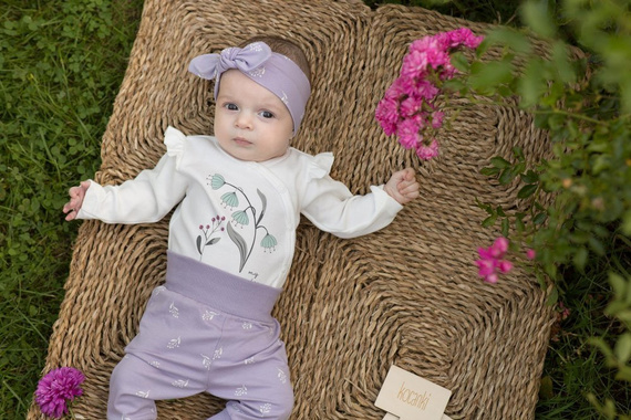 "My Garden" Pinokio Legginsy niemowlęce - fiolet druk