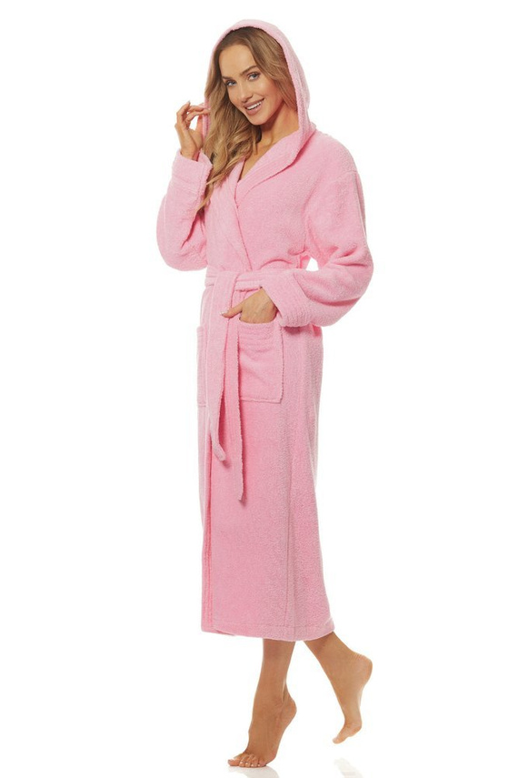 2102 Długi Szlafrok Damski Frotte L&L - navy